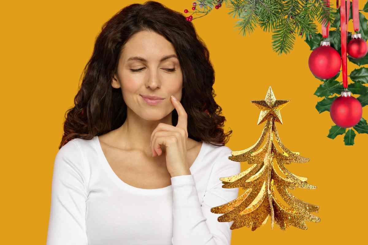 Donna e decorazioni Natale